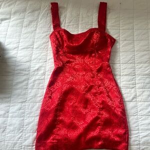 Lucy in the sky bright red dress with embroidery size small never worn